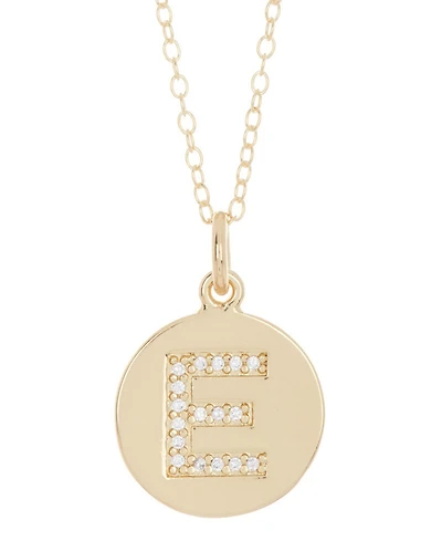 Adornia 18" Chain 14K Gold Plated Disc Necklace with Crystal Engraved Letter