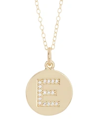 Adornia 18" Chain 14K Gold Plated Disc Necklace with Crystal Engraved Letter