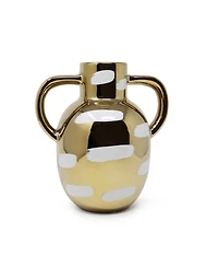 Vase with Brushstroke Design with Handles, 9" H
