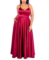 B Darlin Trendy Plus Satin Sleeveless Gown