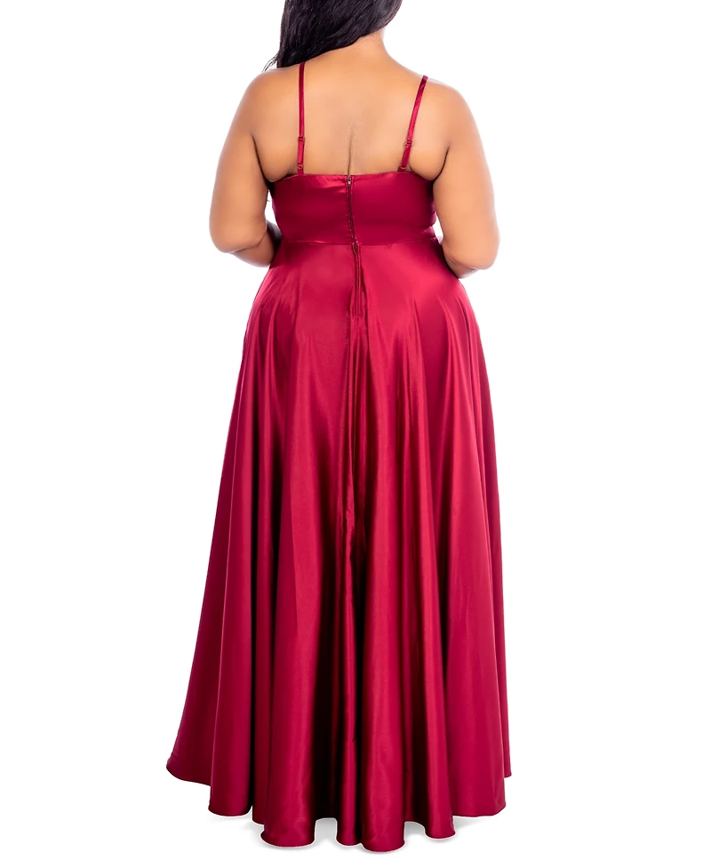 B Darlin Trendy Plus Satin Sleeveless Gown