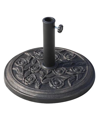 Outsunny 20 lbs Round Decorative Resin Rose Umbrella Pole Holder w/ Finish