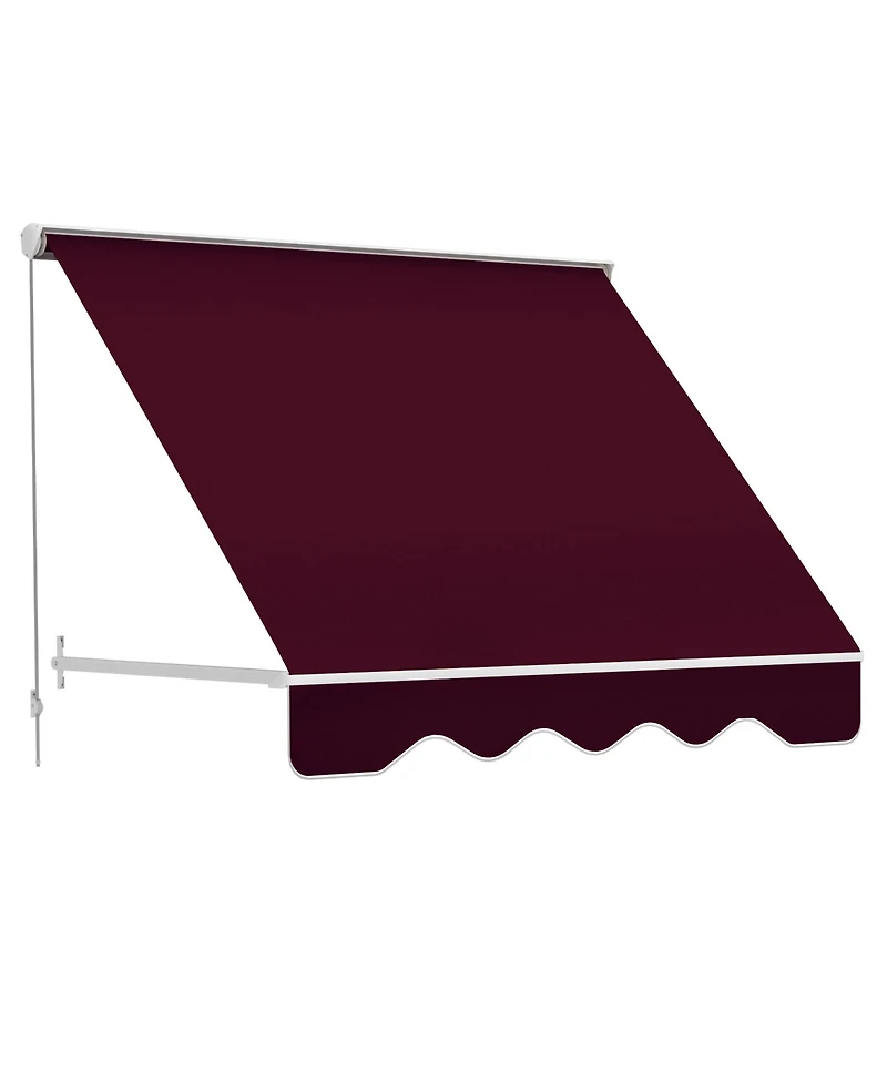 Outsunny 6' Retractable Patio Sun Window Awning w/ Comfortable Shade, Wine