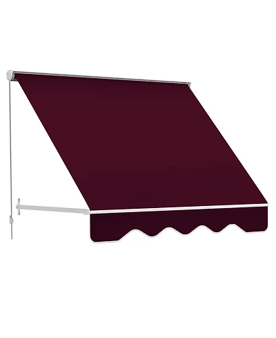 Outsunny 6' Retractable Patio Sun Window Awning w/ Comfortable Shade, Wine