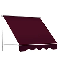 Outsunny 6' Retractable Patio Sun Window Awning w/ Comfortable Shade, Wine