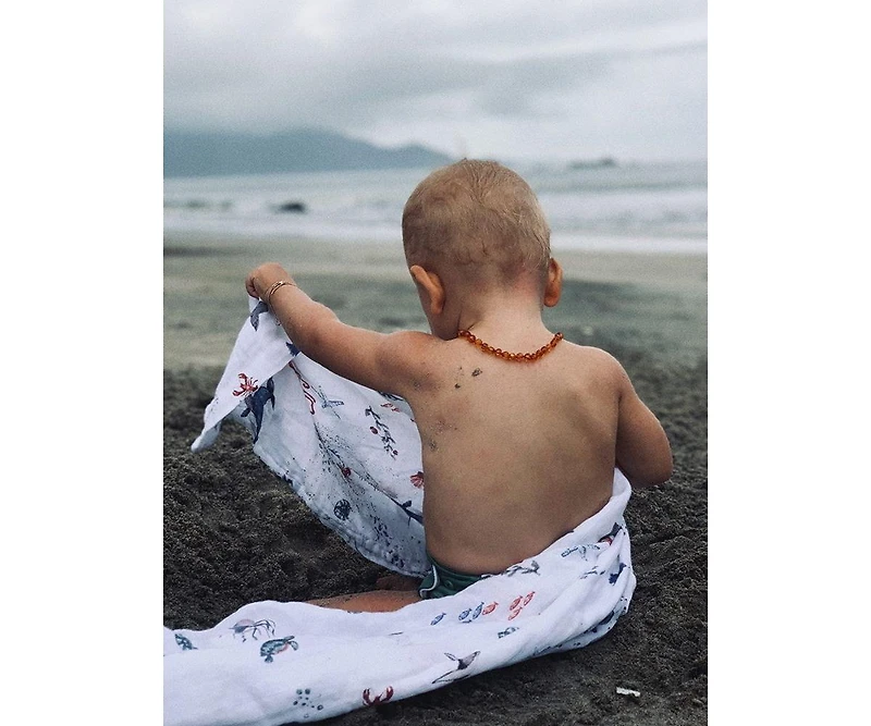 Malabar Baby Baby Certified Organic Muslin Four-Layer Reversible All Season Snug Blanket, Sardinian Summer