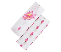 Malabar Baby Baby Gots Certified Organic Muslin Swaddle - Two-Pack Gift Set, Enchanted Garden (Magical Lotus + Flower Bud)