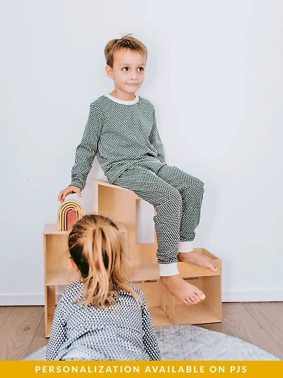 Malabar Baby Big Boys Organic Cotton 2PC Pajama Set, Greenwich (Black & White)