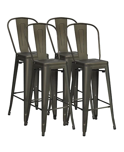 Costway Set of 4 High Back Metal Stool 30'' Seat Bar Height