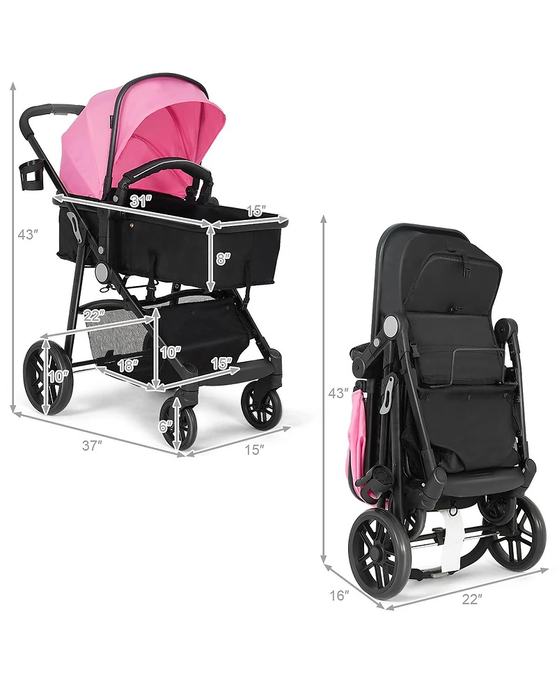 Costway Baby 2 In1 Foldable Stroller Travel Newborn