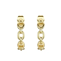 14k Gold Plated Sterling Silver Modern Chain Link C-Hoop Earrings