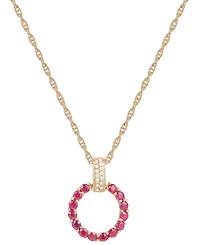 Gemstone & Diamond (1/20 ct. t.w.) Circle 18" Pendant Necklace in 14k Gold