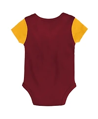Newborn and Infant Boys Girls Burgundy, Gold Washington Commanders Little Champ Three-Piece Bodysuit Bib Booties Set