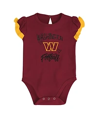 Newborn and Infant Boys Girls Burgundy, Gold Washington Commanders Too Much Love Two-Piece Bodysuit Set