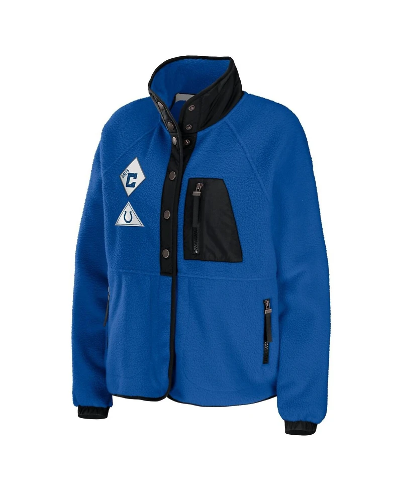 Women's Wear by Erin Andrews Royal Indianapolis Colts Polar Fleece Raglan Full-Snap Jacket