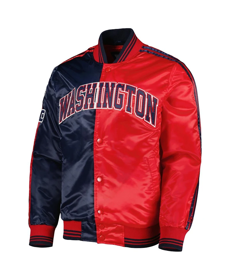 Men's Starter Navy, Red Washington Wizards Fast Break Satin Full-Snap Jacket