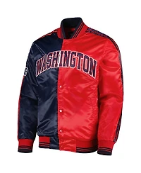 Men's Starter Navy, Red Washington Wizards Fast Break Satin Full-Snap Jacket