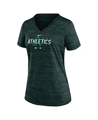 Women's Nike Green Oakland Athletics Authentic Collection Velocity Practice Performance V-Neck T-shirt