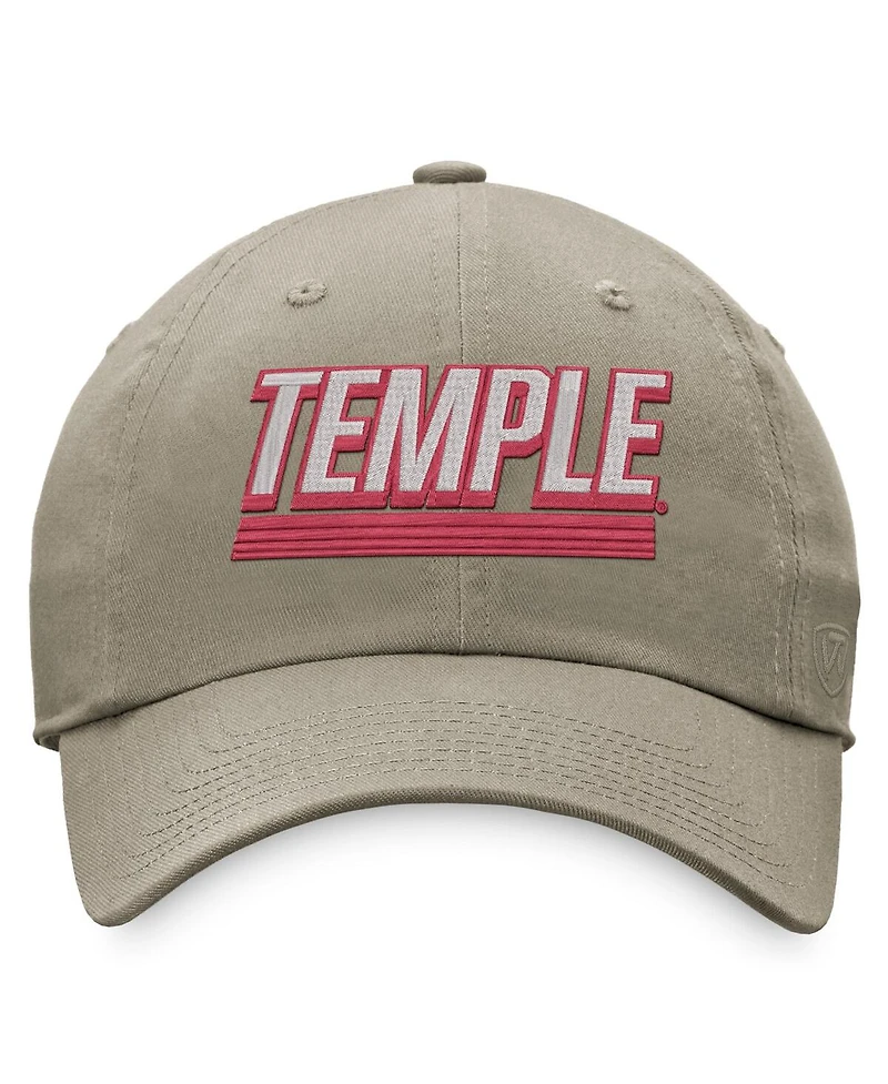 Men's Top of the World Khaki Temple Owls Slice Adjustable Hat