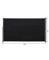 Outsunny Retractable Folding Side Awning Patio Outdoor Privacy Screen with Resistance to Uv Rays & Wind, Black
