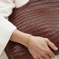 18K Gold Plated Paper Clip Anne Bracelet 7" For Women and Girls