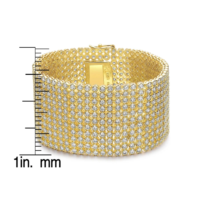 14k Gold Plated with Cubic Zirconia Lux Mesh Link Bracelet