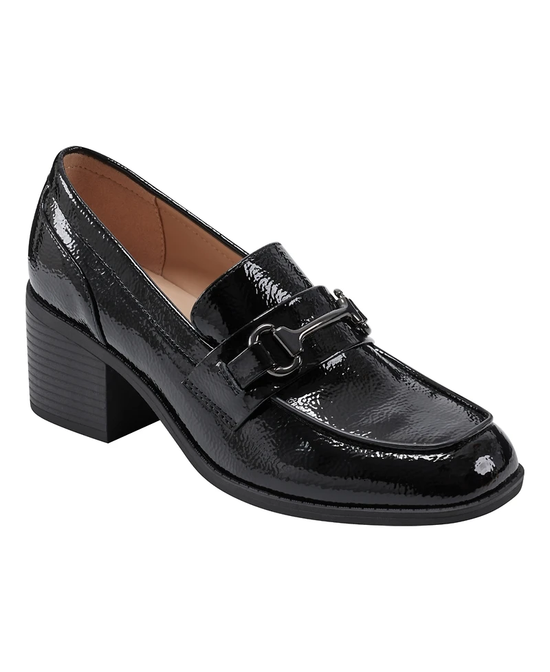 Bandolino Women's Mayble Block Heel Hardware Detail Loafers