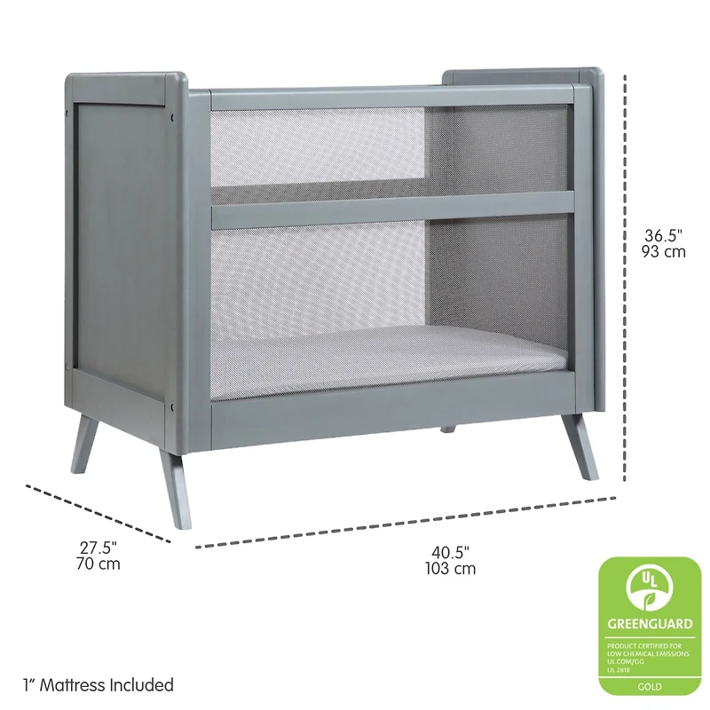 Halo Dream Inc. Breathable Mesh 2-in-1 Mini Crib - Greenguard Gold Certified