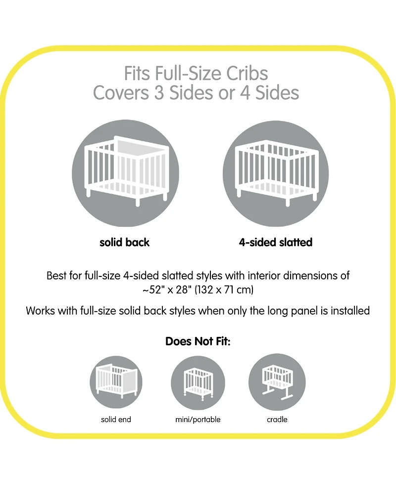 BreathableBaby Breathable Mesh Liner for Full-Size Cribs, Sheer Deluxe 5mm (Size 4FS Covers 3 or 4 Sides)