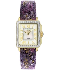 GV2 by Gevril Women's Padova Swiss Quartz Floral Purple Leather Watch 30mm