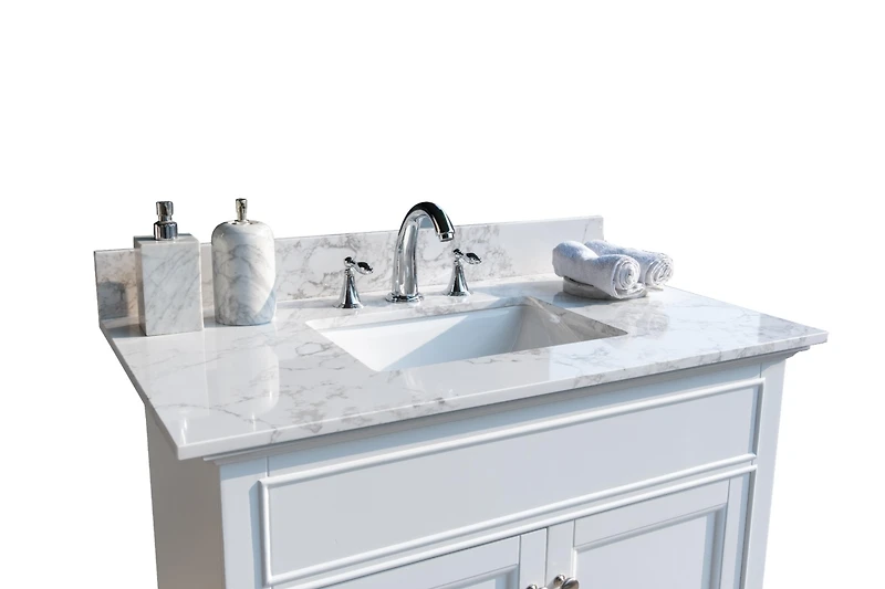 Streamdale Furniture 37 Inch Bathroom Vanity Top Stone Carrara New Style Tops With Rectangle Undermount Cera