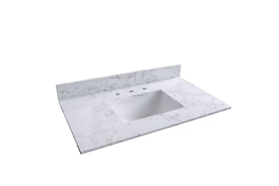 Streamdale Furniture 37 Inch Bathroom Vanity Top Stone Carrara New Style Tops With Rectangle Undermount Cera