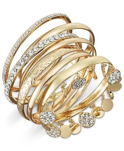 I.n.c. International Concepts Gold-Tone 7-Pc. Set Crystal Bangle Bracelets, Exclusively at Macy's