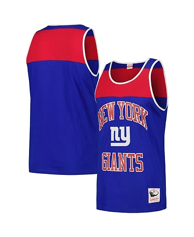 Men's Mitchell & Ness Royal, Red New York Giants Heritage Colorblock Tank Top