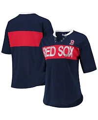 Women's Touch Navy, Red Boston Sox Lead Off Notch Neck T-shirt