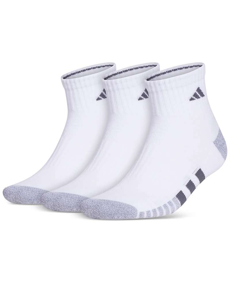 adidas Men's 3-pk. Cushioned Quarter Logo Socks