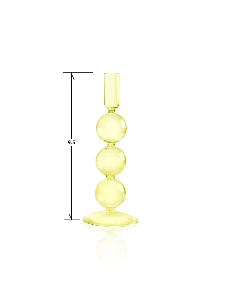 Aurora Glass 3- Piece 9.5", 11", 12" Tall Assorted Color Candlesticks
