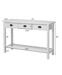 Costway 47" Console Table Hall Table Side Desk Accent Table Drawers Shelf Entryway