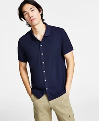 Guess Men's Pointelle Short Sleeve Knit Shirt