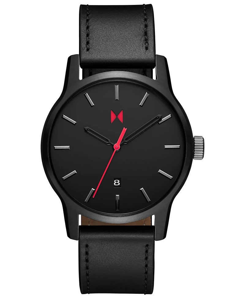 Mvmt Men's Classic Ii Black Leather Strap Watch 44mm