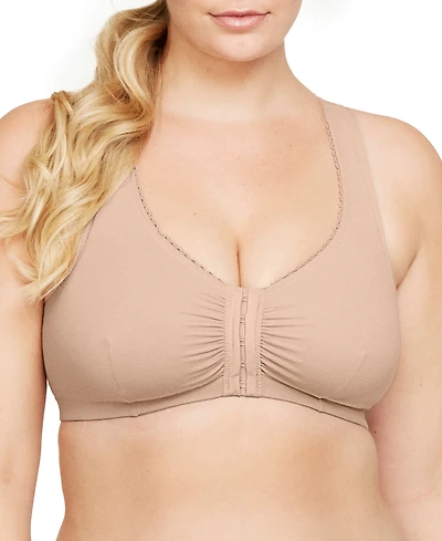 Women's Full Figure Plus Complete Comfort Wirefree Cotton T-Back Bra 1908