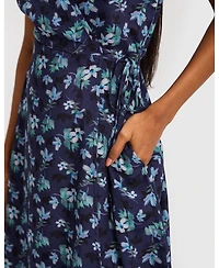 Reistor Women's Short Wrap Dress Midnight Florals