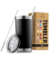 Zulay Kitchen 20oz Stainless Steel Tumbler With Lid and Straw - Sweat-Free Travel Coffee Mug Cups