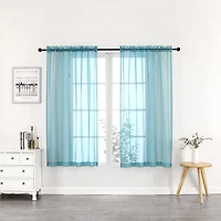 Goodgram Basics Turquoise Blue 2 Piece Rod Pocket Translucent Sheer Voile Window Curtain Panels For Small Windows - 45 In. Long