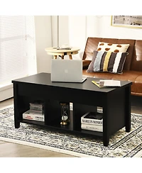 Costway Lift Top Coffee Table w/ Hidden Compartment and Storage Shelves