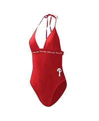 Women's G-iii 4Her by Carl Banks Red Philadelphia Phillies Full Count One-Piece Swimsuit