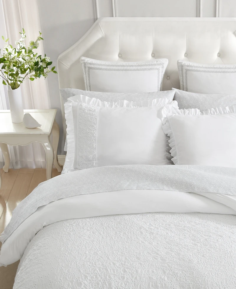 Laura Ashley Eyelet Ruffle Microfiber Piece Comforter Set