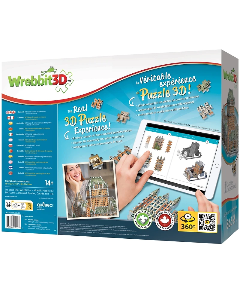 Wrebbit Castles Cathedrals Le Chateau Frontenac 3D Puzzle, 865 Pieces
