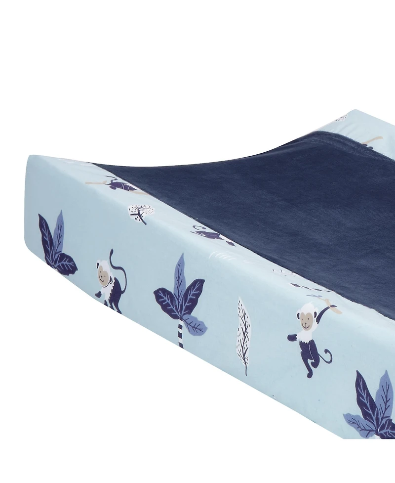 Lambs & Ivy Jungle Party Blue Monkey/Palm Tree Changing Pad Cover