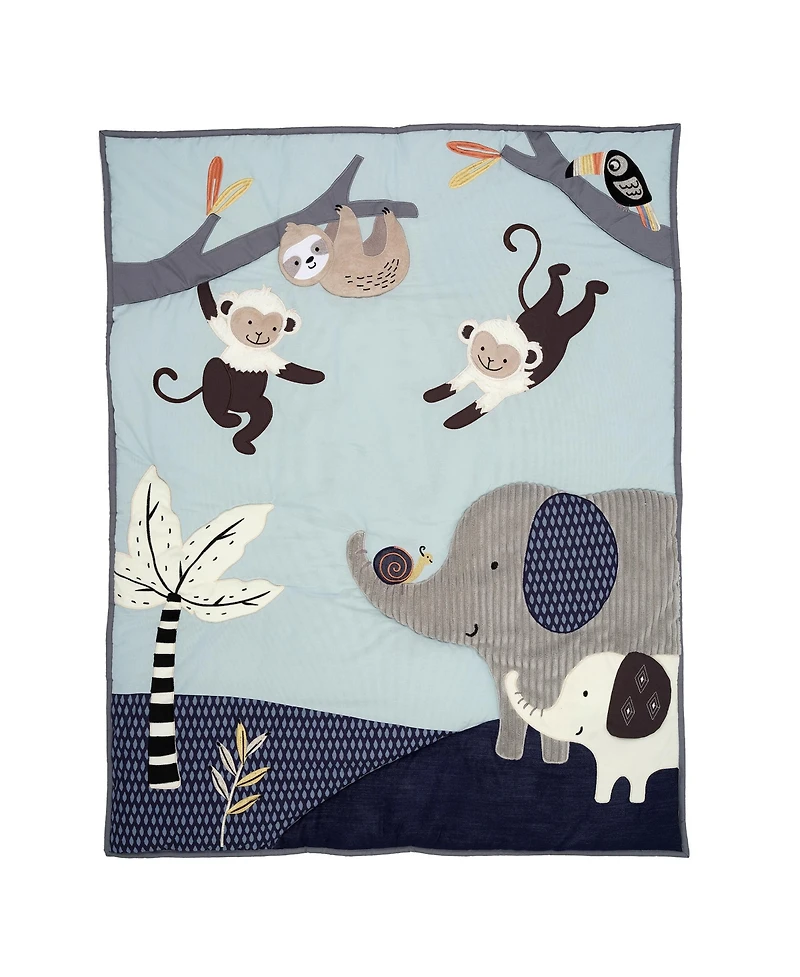 Lambs & Ivy Jungle Party 3-Piece Elephant/Monkey Baby Crib Bedding Set